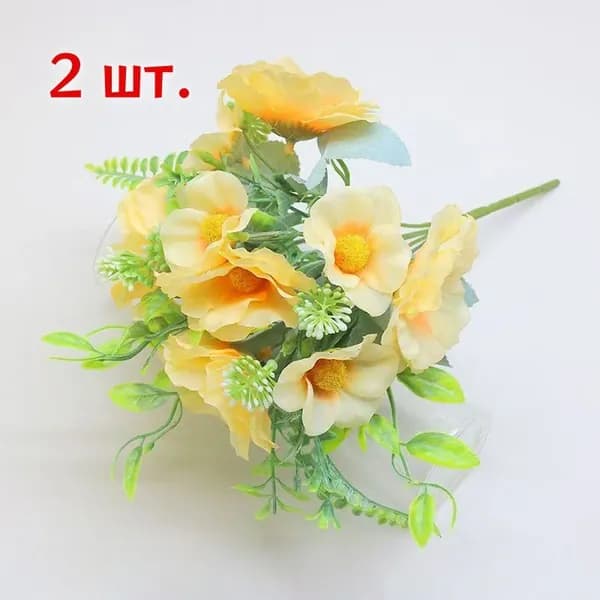 Цветы на могилу: искусственные сакура, семь цветков на стебле, белые, 2шт