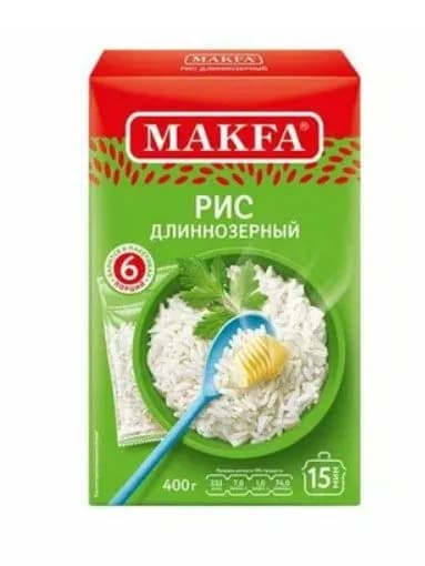 Makfa Рис шлифованный длиннозерный, 66 г х 6 пак