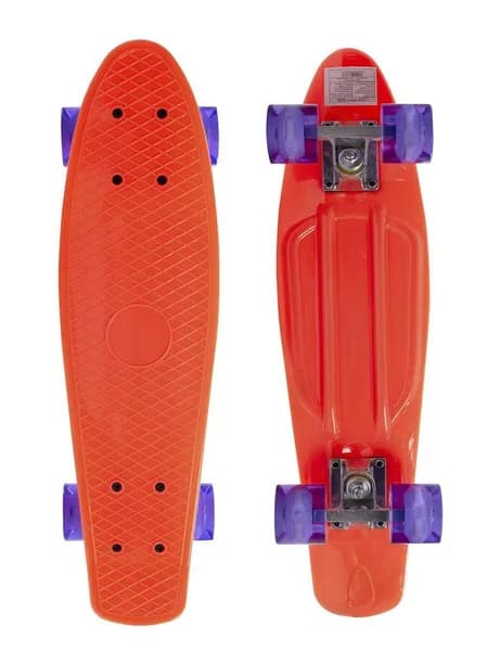 Пенни борд Black Aqua WX-201B 22" со светящимися колесами, оранжевый