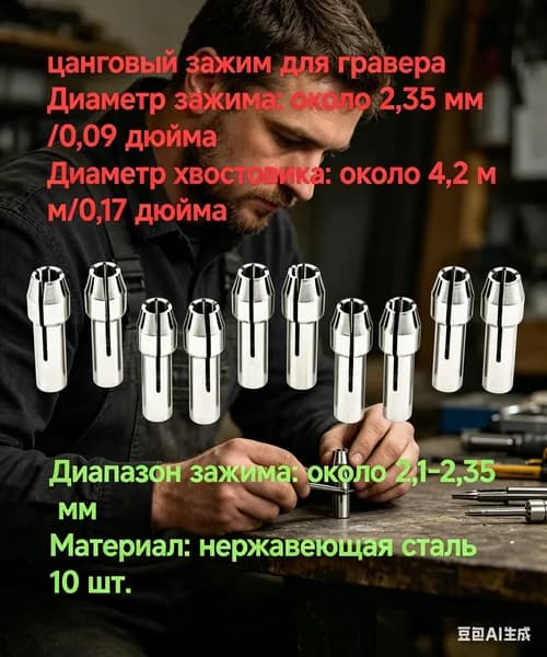 цанговый зажим для гравера , 10 шт., из нержавеющей стали, диаметр 2,35 мм