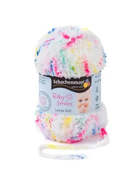 Пряжа Lenja Soft Baby Smiles, 85м/25г, 9807560 (00080, confetti spot color (цвет пятен конфетти), белый/желтый/зеленый/розовый/синий)