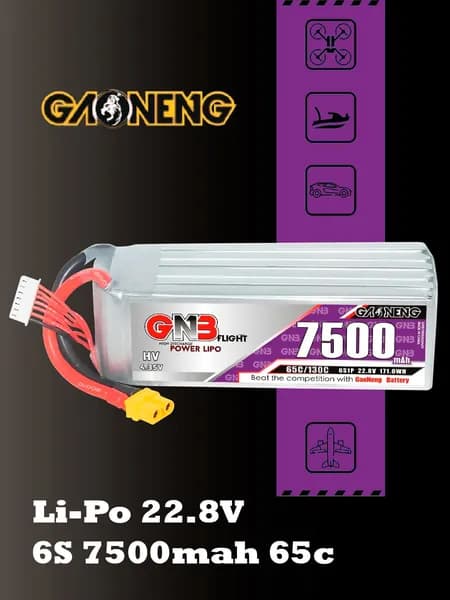 Аккумулятор Li-po Gaoneng GNB 7500mah 6S1P 22.8V HV 65C 60x44x142mm