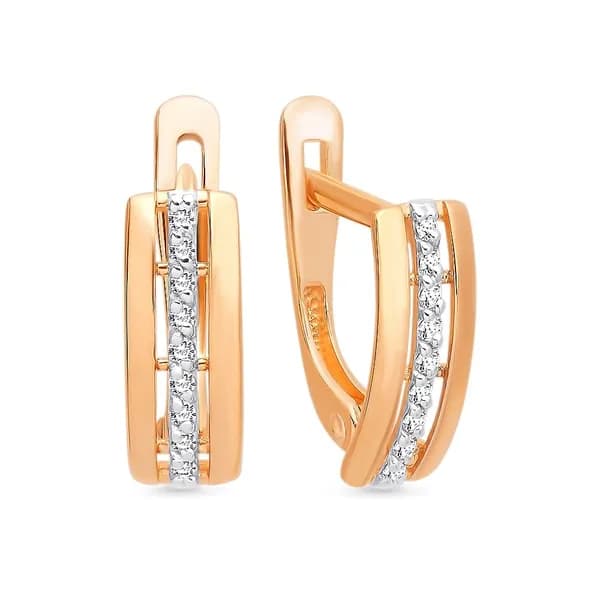 Серьги женские с бриллиантами из красного золота 375 пробы 585GOLD