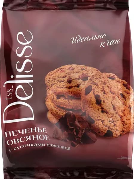 Печенье овсяное DELISSE с кусочками шоколада, 300г