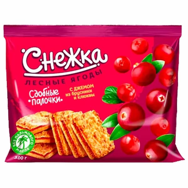Печенье Снежка Сдобные палочки сдобное с брусникой и клюквой 300 г