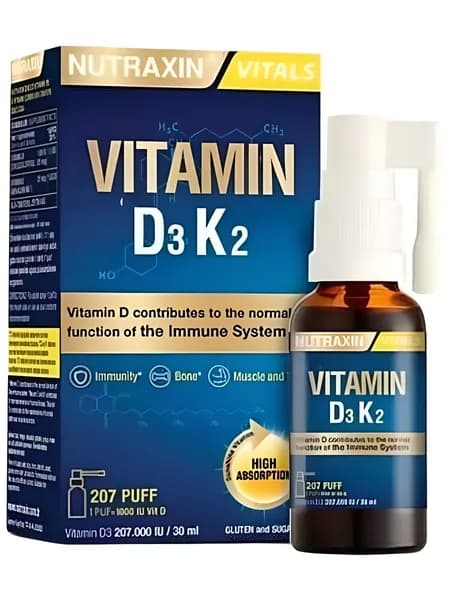 Nutraxin Vitamin D3 K2 Спрей, 30 мл Витамин D3 и K2 для костей, сердца и иммунитета