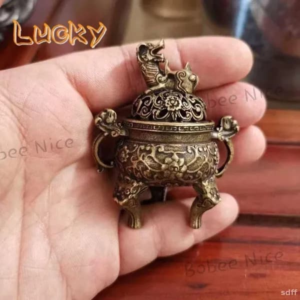 Lucky-Античная латунная карманная горелка для благовоний в виде дракона Феникса, ажурные мини-украшения, декор для китайского старинного чайного стола