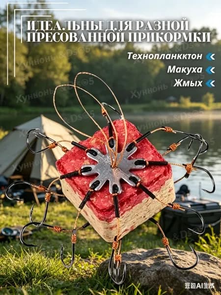 Донная снасть - Макушатник 8 крючков. Рыболовный набор. Крючок №7