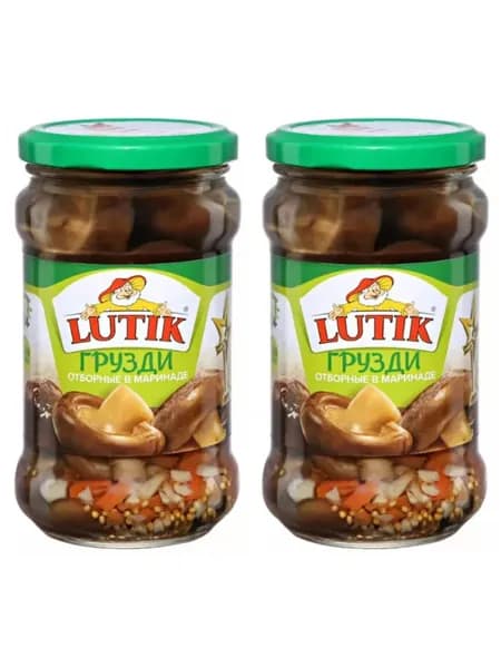 Lutik Грузди отборные в маринаде, 314 мл, 2 штуки