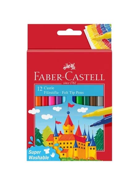 Фломастеры Faber-Castell "Замок", 12цв., смываемые, картон, европодвес, 554201