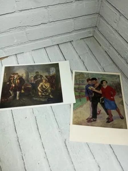 Канцелярия антикварная/винтажная набор из 2 открыток Иогансон Рабфак идет