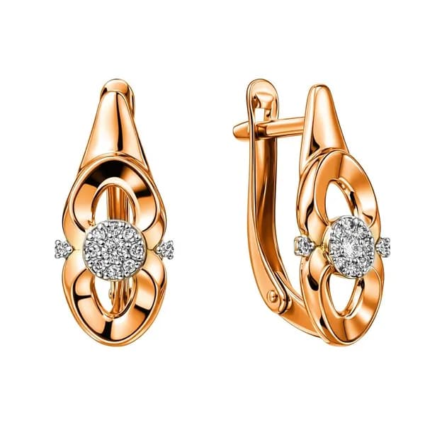 Серьги женские с бриллиантами из красного золота 585 пробы 585GOLD
