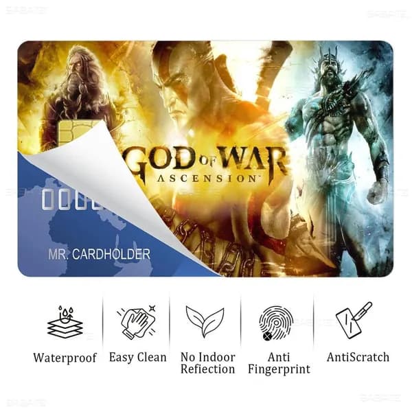God of War Наклейка на банковскую карту, глянцевая противоцарапинная стильная
