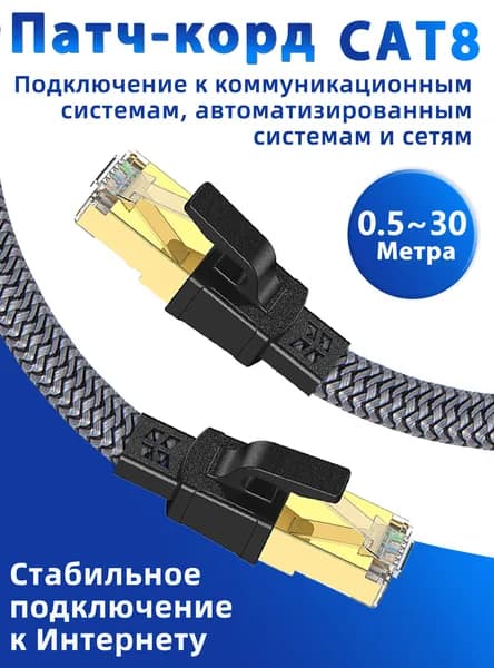 Кабель для интернет-соединения RJ-45/RJ-45, 1 м, синий