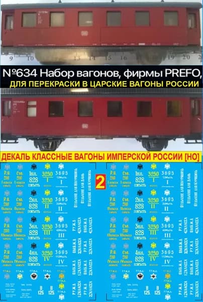 2Д-Декаль Классные вагоны эпохи Имперской РОССИИ, HO, 1:87. Блок№2