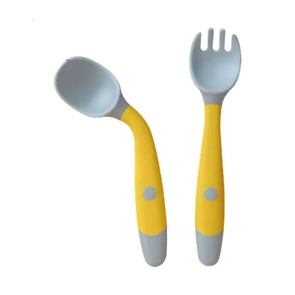 Детские ложка и вилка, - Камень Желтого Цвета