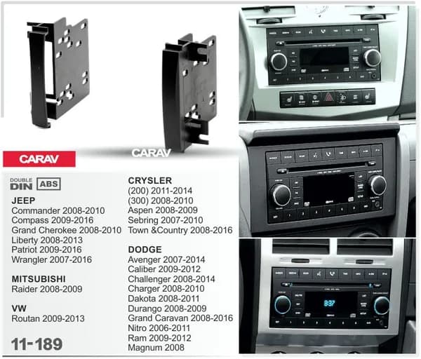 Переходные рамки Chrysler, Dodge, Jeep 11+ 2din (крепеж) (Incar 95-6511)