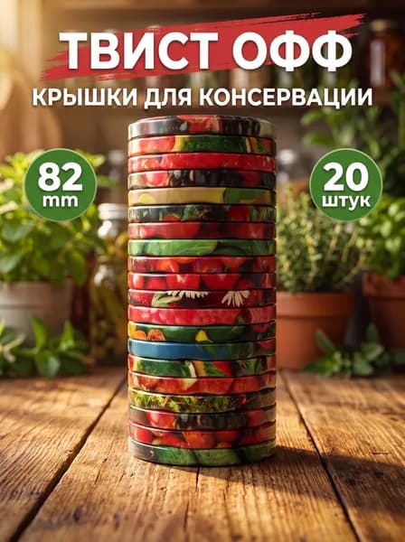 Крышки для банок винтовые 20 штук 82мм, крышки для консервирования твист офф