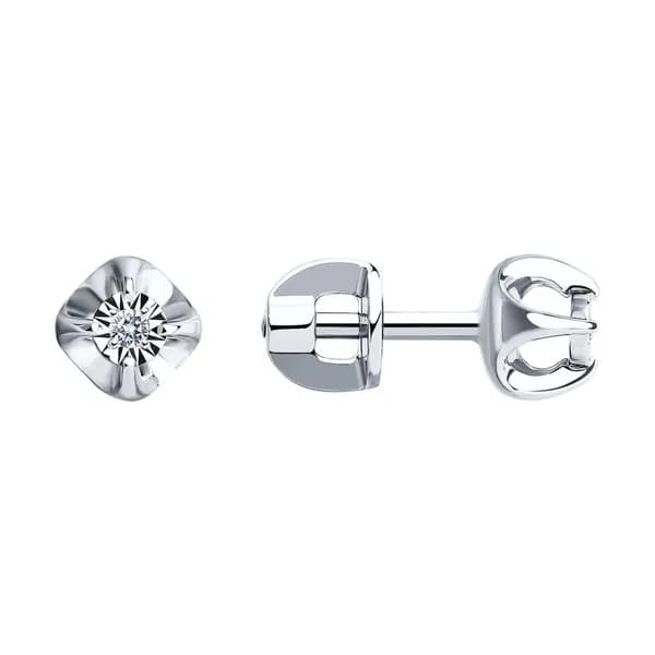 Серьги из белого золота DIAMANT-ONLINE с бриллиантом 585 пробы