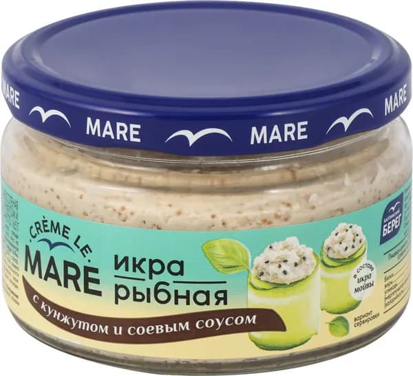 Икра рыбная слабосоленая БАЛТИЙСКИЙ БЕРЕГ Creme Le Mare, в соусе с кунжутом и соевым соусом, 165г 3 шт.