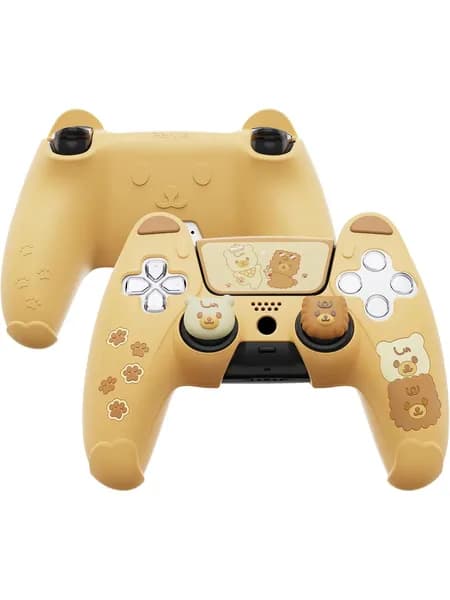 PlayVital силиконовый чехол Cute Bear для контроллера PS5, Kawaii Cover, совместим с зарядной станцией, защита Gamepad, наклейка на Touch Pad и накладки на стики