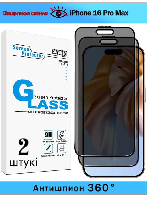 Защитное стекло на Apple iPhone 16 Pro Max антишпион