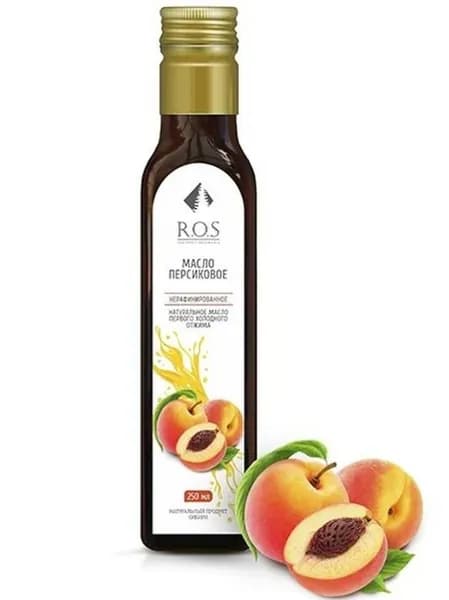 R.O.S. Рось Персиковое масло(Стекло), 250 мл, 100% натуральное, нерафинированное.