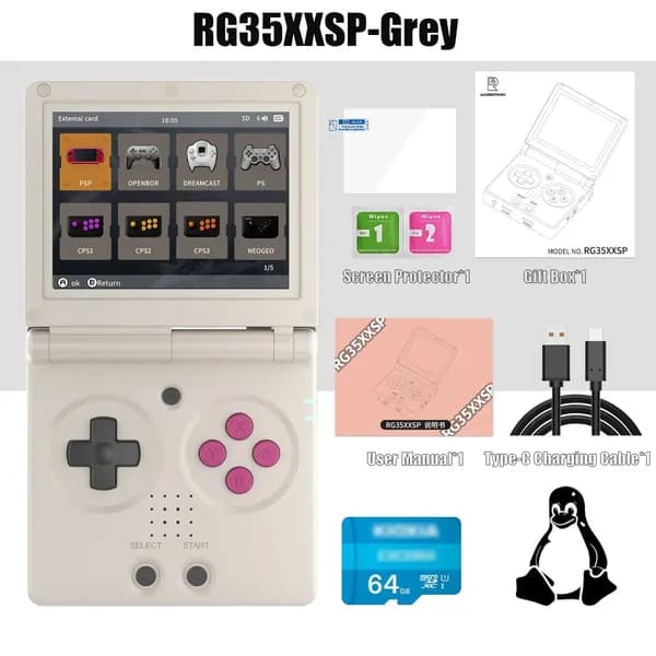 ANBERNIC RG35XXSP Складные портативные игровые приставки для видеоигр 64G