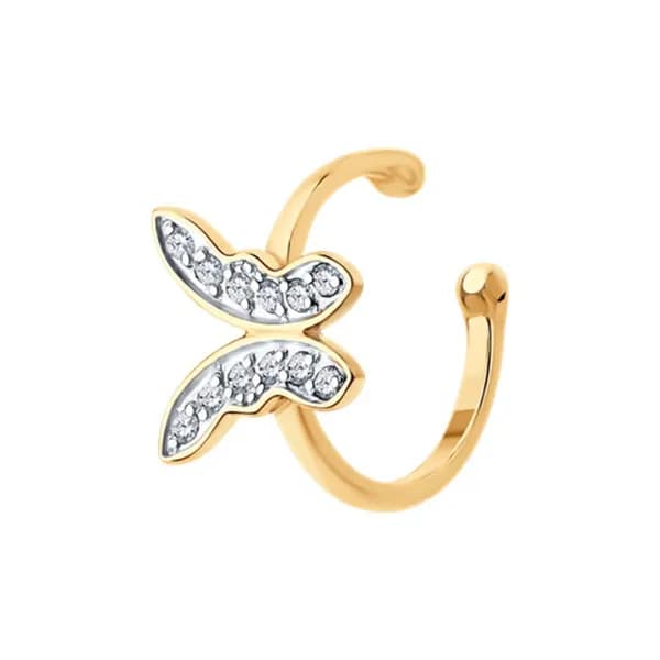 Одиночная серьга из золота DIAMANT-ONLINE с фианитом 585 пробы