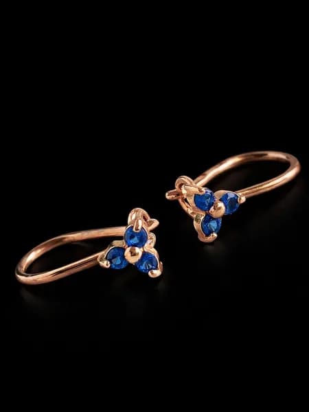 Серьги из золота 585 пробы с фиаитами синими Со1191син