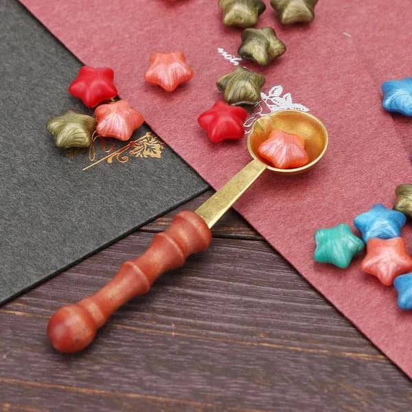 Медная ложка для восковой печати с деревянной ручкой