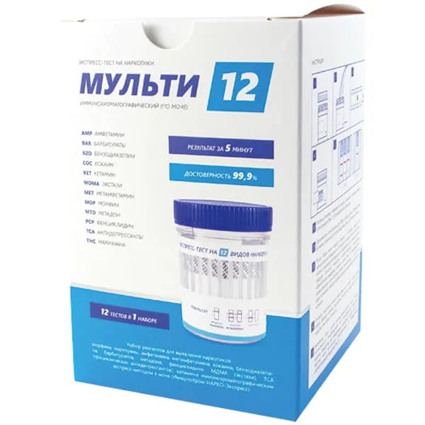 ИммуноХром-12-МУЛЬТИ-Экспресс (двенадцать видов наркотиков в моче), 1 тест