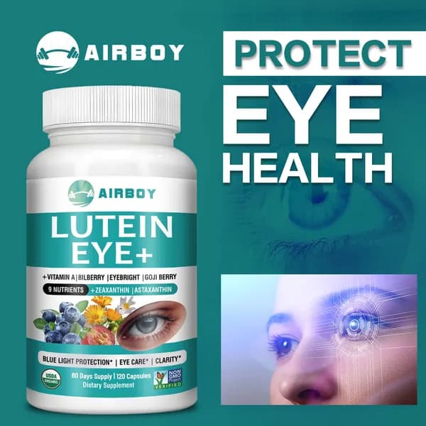 Airboy Lutein Eye+ это пищевая добавка, разработанная для снятия напряжения глаз и защиты глаз от вредного воздействия синего света.