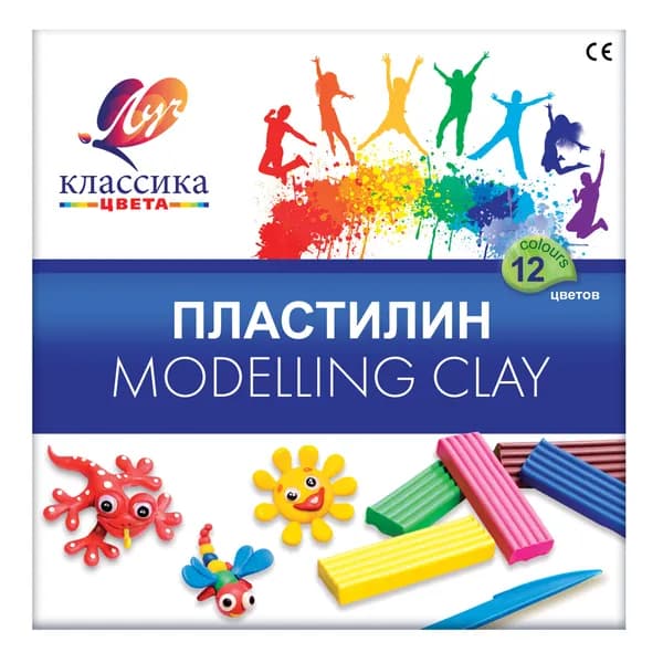 Пластилин Луч Классика 12 цветов, 240 грамм, + стек