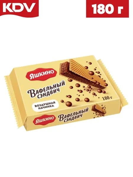 Вафельный сэндвич с шоколадной начинкой 180 гр / КДВ
