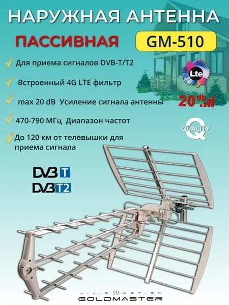 Антенна GM 510 наружная, DVB-T2 Пассивная
