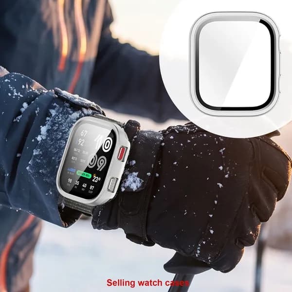 Чехол для часов Amazfit Bip Max A2568 с закалённым стеклом и матовой серебристой рамкой