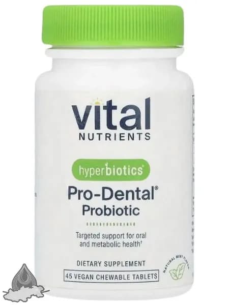 Hyperbiotics (Vital Nutrients) PRO-Dental, для здоровья полости рта, натуральная мята, 3 млрд КОЕ, 45 жевательных таблеток