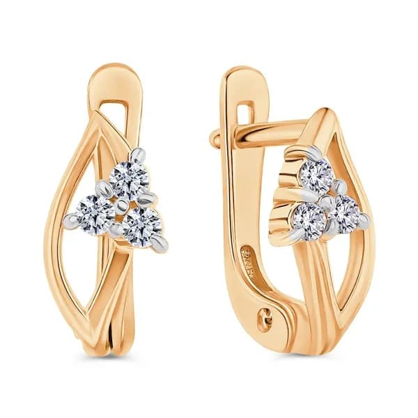 Серьги детские с фианитами из красного золота 585 пробы 585GOLD