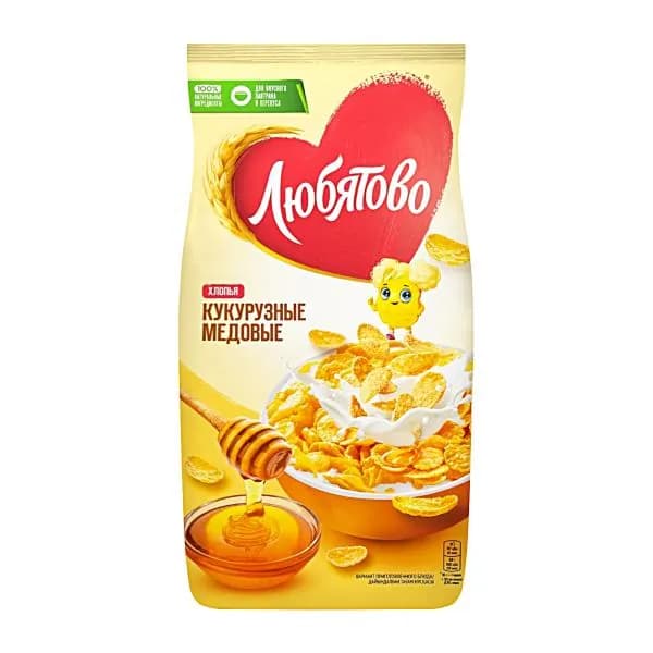 Хлопья Любятово кукрузные медовые 250 г