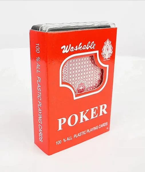 Игральные карты POKER пластиковые(54 шт.) в пластмассовом коробе,красно-белый узор