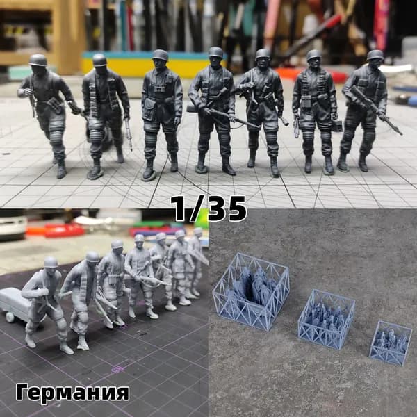 3Dпечать, фигурки солдат из смолы, немецкие модельнаборы, масштаб 1/35, неокрашенные, требуют самостоятельной сборки