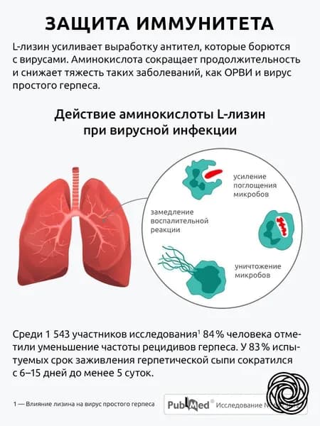 L-Лизин 1000- мг аминокислота для кожи, волос и ногтей, суставов и иммунитета, 120 капсул