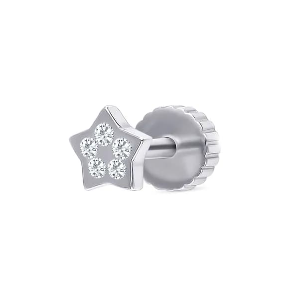 Пирсинг в ухо с фианитами серебро 925 пробы 585GOLD