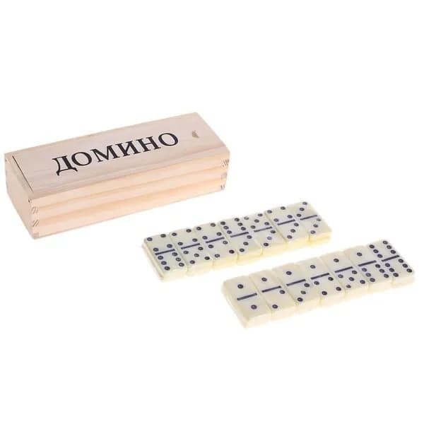 Игра домино в деревянной коробке