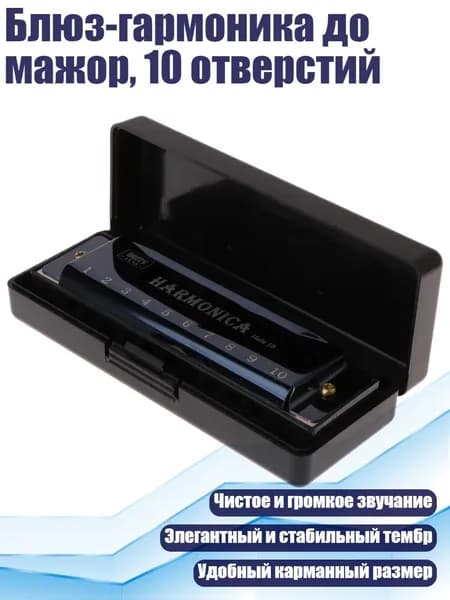 Блюз-гармоника до мажор, 10 отверстий, Черный