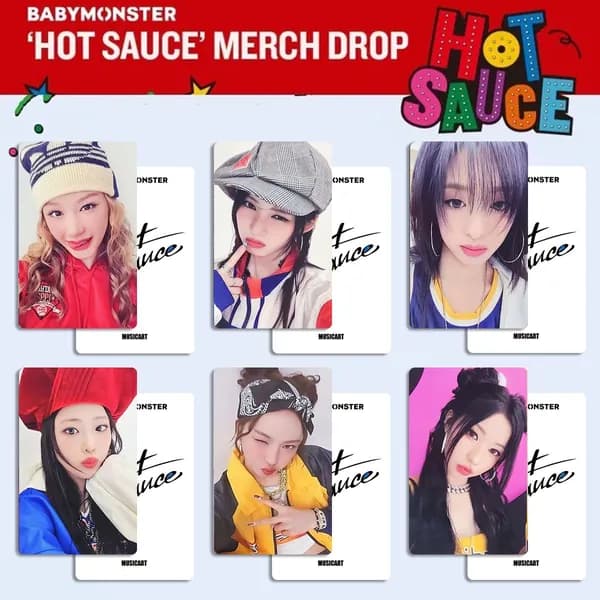 Карточки BABYMONSTER альбом карты HOT SAUCE Коллекционная карточка 5.4*8.6cm 6 шт