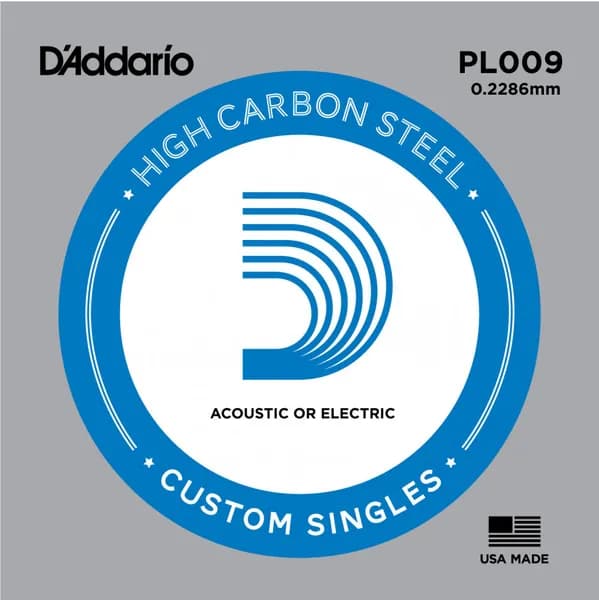 Струна для акустической и электрогитары D'ADDARIO PL009 .009 Plain Steel