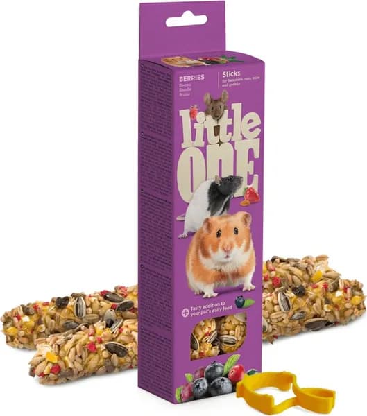 Лакомство для грызунов Little One / Литл Ван Палочки со злаками и ягодами в упаковке 2шт. 60г / зоотовары для животных