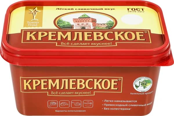 Спред растительно-жировой ТМ КРЕМЛЕВСКОЕ 60%, без змж, 400г2шт